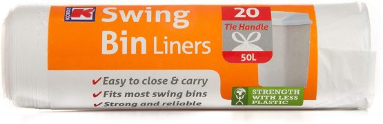 6 x 20 Strong Tie Handle Swing Bin Liners = 120 Bags