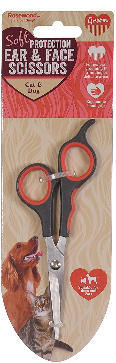 Rosewood Soft Protection Ear & Face Scissors for Dogs & Cats, Black and Silver - Image 2