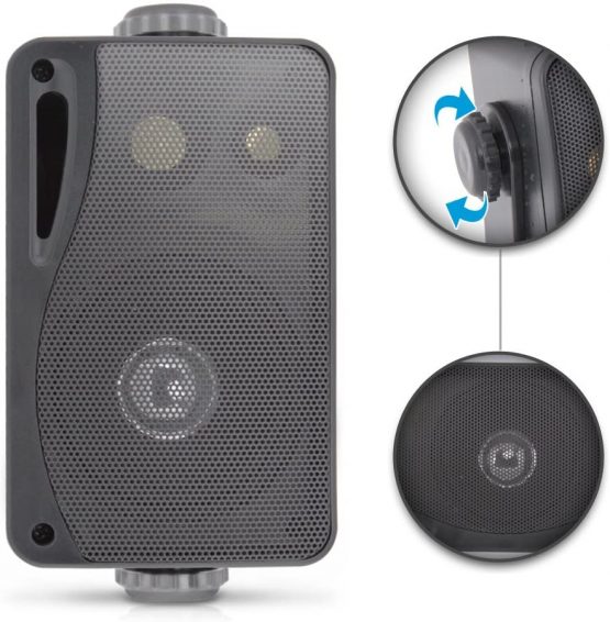 Weatherproof Outdoor Speakers (2 pcs) - 3.5Inch 3-way Marine Outdoor Box Speakers - Black All-Weather Mini Box Speakers- 200W Speakers with Mounting Kit Wires Included - Image 4
