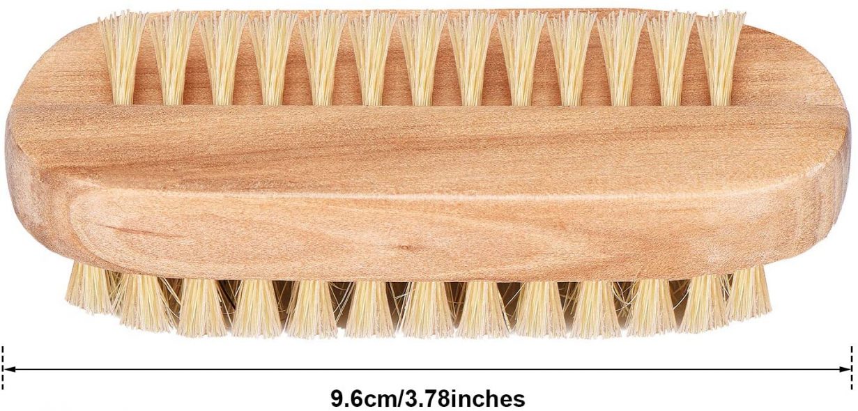 6 Pieces Nail Brushes Wooden Nail Cleaning Brushes Double Sided Scrub Wood Nail Brush Handle