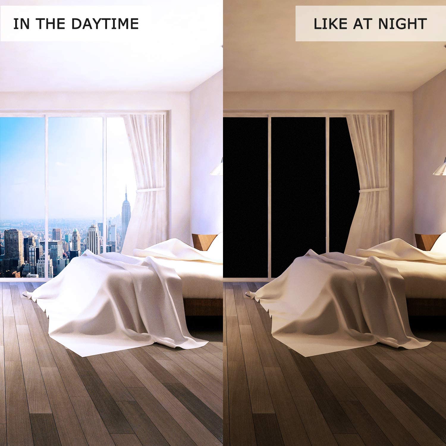 Rhodesy Blackout Privacy Window Film, Matte Blinds Dark Static Cling Window Sticker, Anti UV