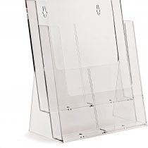 taymar A4 2 Tier Clear Table Leaflet Stand, Pack of 2, No Divider