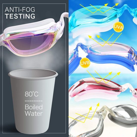 COOLOO Swimming Goggles, Pack of 2, Swim Goggles for Adult Men Women Youth Kids Children, with Anti-Fog, Waterproof, Protection Lenses… - Image 4