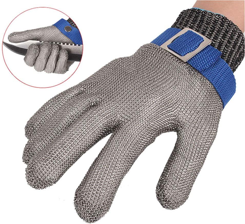 ThreeH Work Gloves Cut Resistant Stainless Steel 316L Wire Gloves Level 5 Protection for Kitchen Butcher Working GL09 S(One Glove)