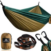 NatureFun Ultra-Light Travel Camping Hammock | 300kg Load Capacity,(300 x 200 cm) Breathable,Quick-drying Parachute Nylon | 2 x Premium Carabiners,2 x Nylon Slings Included | For Outdoor Indoor Garden