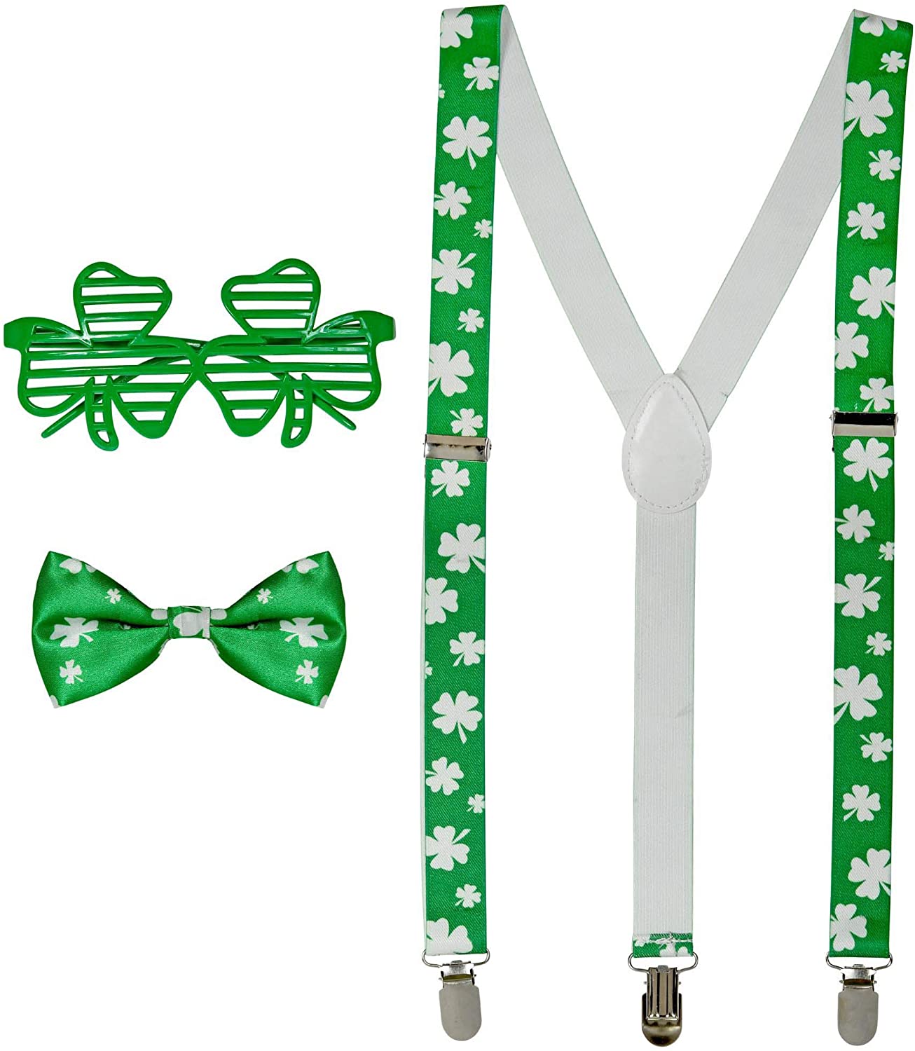 Widmann W MILANO Party Fashion - St Patrick's Day Glasses Braces Bow Tie Carnival Fancy Dress Party, Green