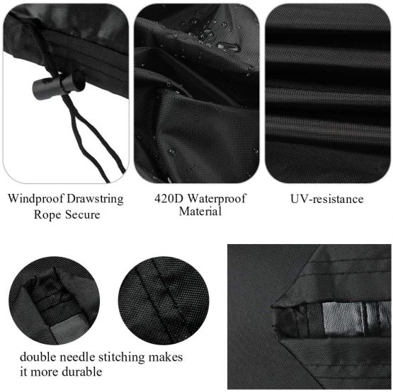Osarke Garden Furniture Covers Waterproof Square Outdoor Furniture Cover for Table Chairs Rattan Furniture Covers Protective Patio Furniture Cover 420D Oxford Black 135 X 135X 75cm - Image 3