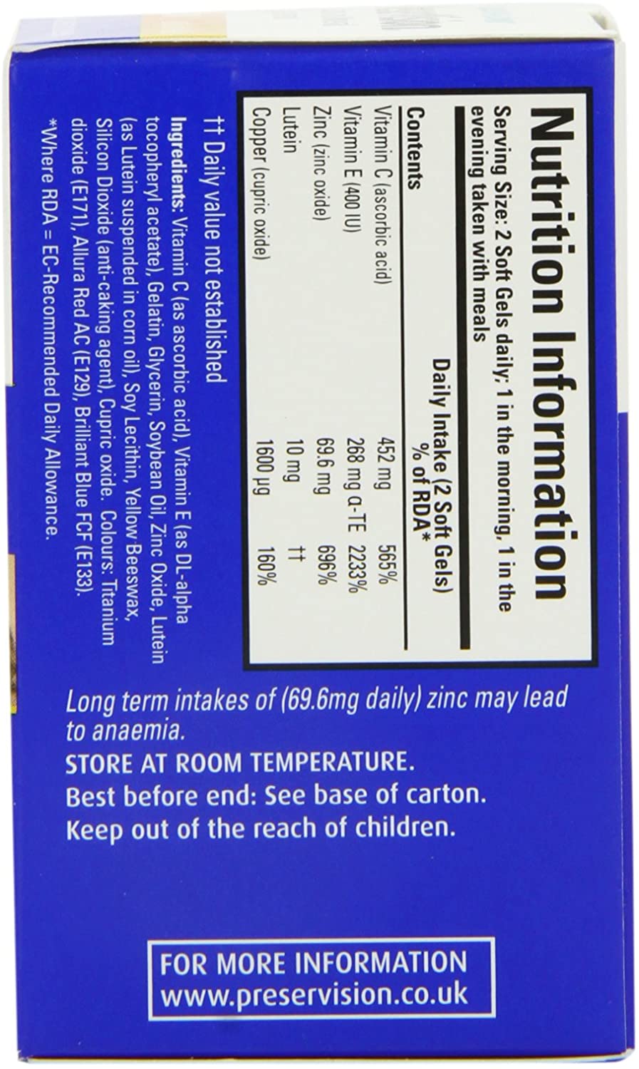 PreserVision Lutein by Bausch + Lomb, Lutein, Zinc, Copper and Vitamin C and E, Eye Vitamin and Mineral Food Supplement - Image 2