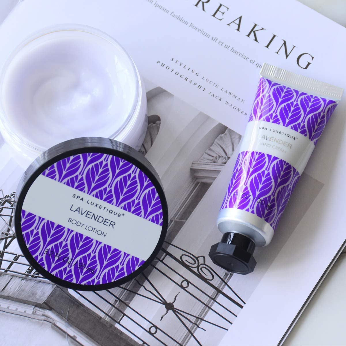 Spa Luxetique Spa Gift Set Women 6pcs Lavender Bath Sets Travel Pamper Box with Hand Cream, Body Lotion, Bubble Bath - Image 4