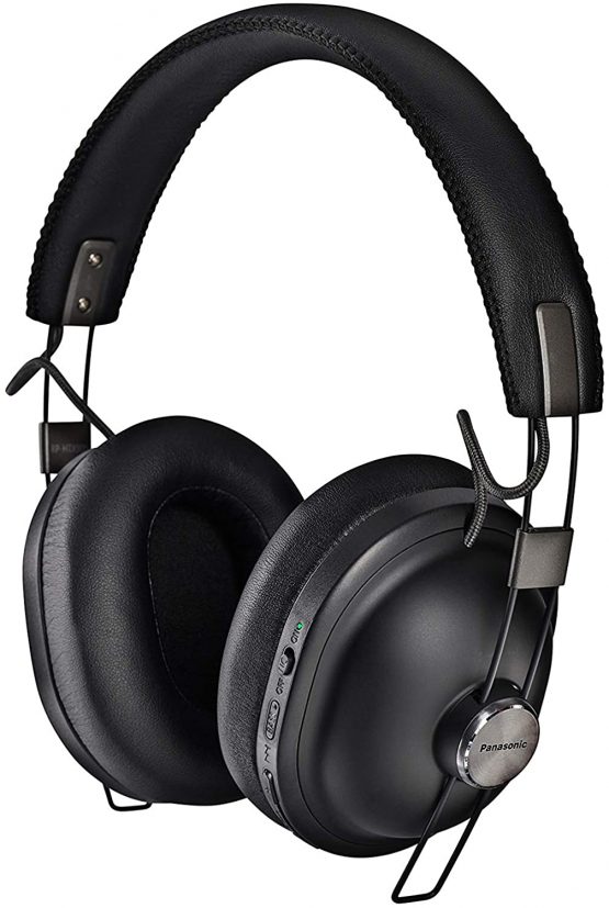 Panasonic RP-HTX90NE-K Wireless Overhead Bluetooth, Noise Cancelling Headphones with Microphone and Smart Voice Control, Retro Look and Comfortable Design Includes Detachable Cable - Black