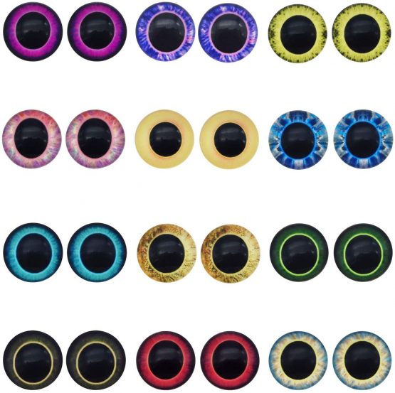 Julie Wang Mixed Color Glass Eyes Owl Unicorn Animal Eye Pupil for Craft Doll Making DIY Flatback Dome Glass (8mm) - Image 3