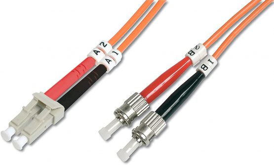 Digitus LWL patch cable OM2-2 m LC to ST fiber optic cable - LSZH - Duplex Multimode 50/125µ - 10 GBit/s - Orange
