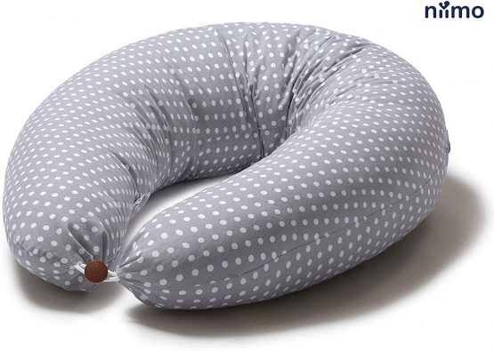 Niimo Pregnancy Pillow for Sleeping XXL Multifunctional Cushion for Nursing Breastfeeding Baby and Maternity Full Body Pillow Pregnant Women 100% Cotton Pillowcase Removable (GREY-WHITE POIS) - Image 2