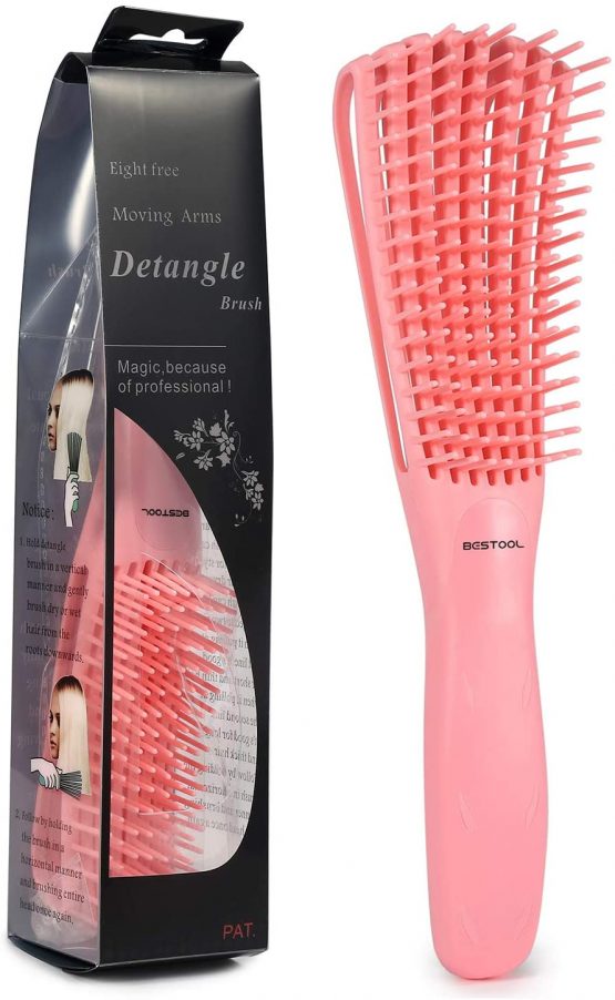 BESTOOL Detangling Brush for Black Natural Hair, Detangler Brush for Natural Black Hair Curly Hair Afro 3/4abc Texture, Faster and Easier Detangle Wet or Dry Hair with No Pain (Pink)