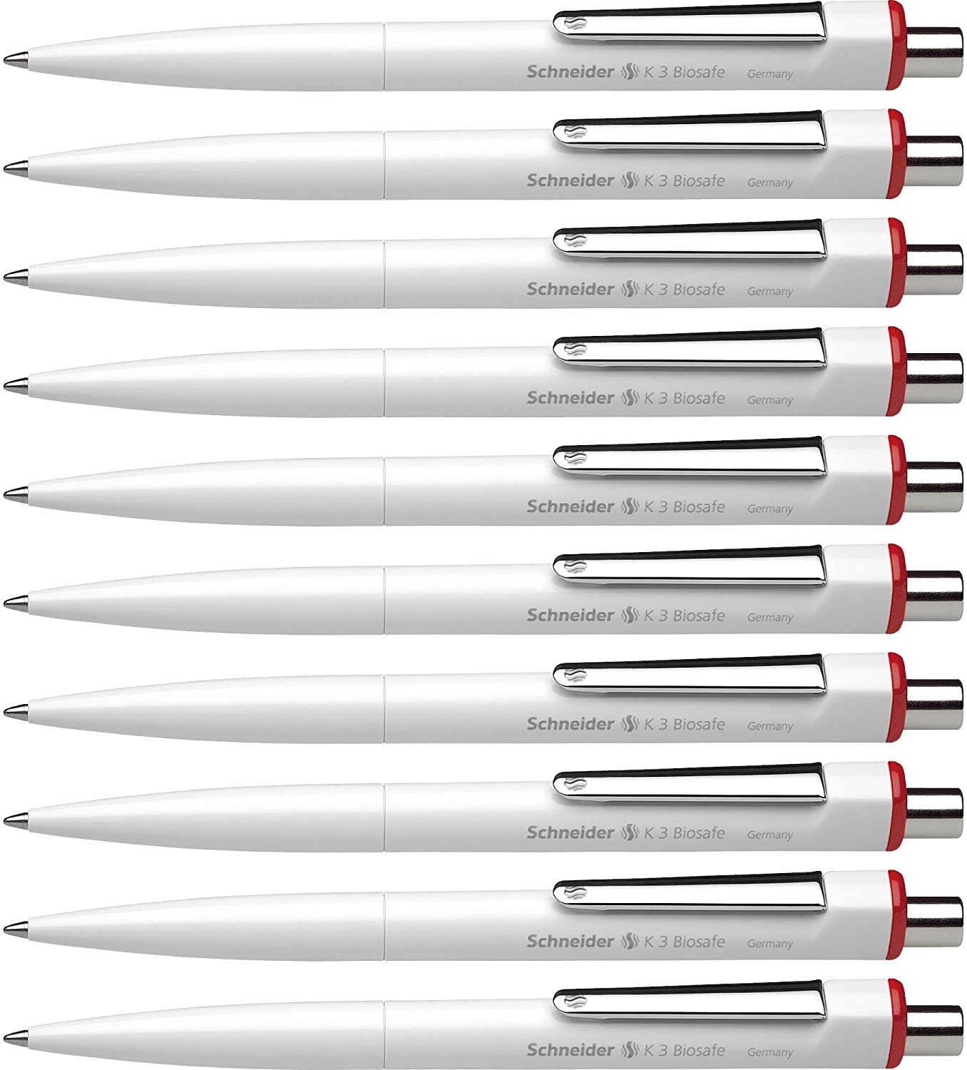 Schneider Mechanical Ballpoint Pen K3 Red M Indelible Pack of 10, 1 count (Pack of 10)