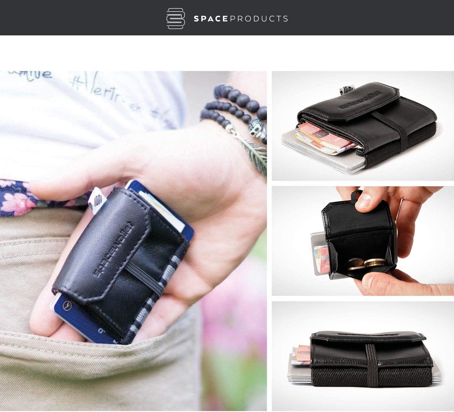 Space Wallet Pull Mini Leather Wallet, Up to 15 Credit Cards/EC Cards in Card Compartment + Coin Pocket + Note Compartment - Image 2