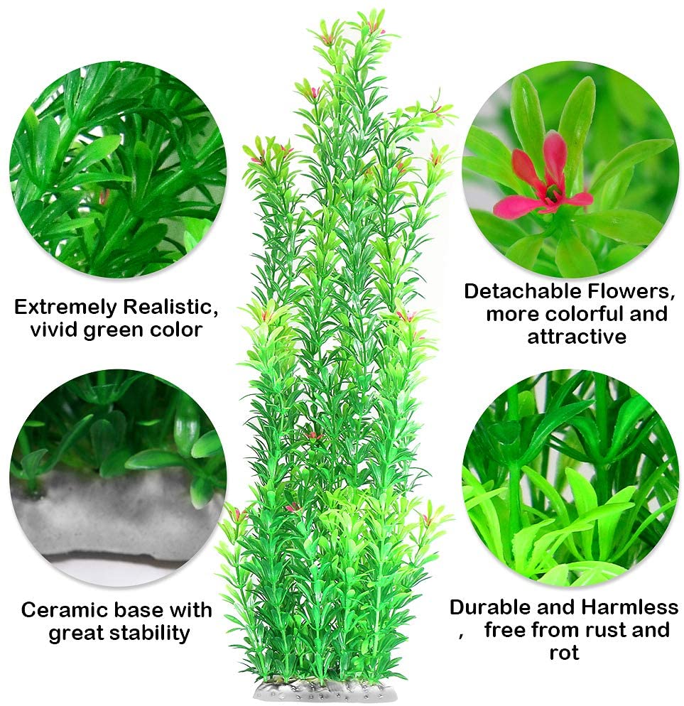 JDYW 52cm Artificial Aquatic Plant Fish Tank Large Plastic Plants with Flowers Fake Aquarium Plants Decoration 20.5 inch - Image 4