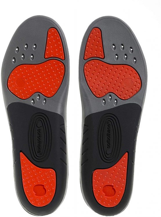 Sorbothane Sorbo Pro Insoles for Men and Women, Shock Absorbing, Anti Bacterial, Protection during Sport and Activity, Size 3-4.5 UK, 35-37 EU, Grey/Red - Image 3
