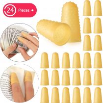 24 Pieces Rubber Fingers Tip Fingers Covers Rubber Finger Pads Grips Thick Reusable Finger Protector for Money Counting Collating Writing Sorting Task and Sport Games (Size 13, 0.94 x 1.57 Inch)