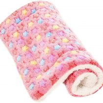 Soft Star Pattern Dog Cat Blanket Fleece Pet Pad Puppy Cushion Mat (L, Pink)