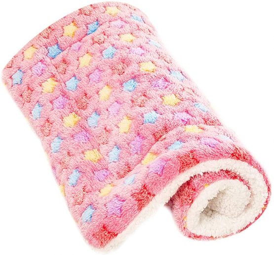 Soft Star Pattern Dog Cat Blanket Fleece Pet Pad Puppy Cushion Mat (L, Pink)