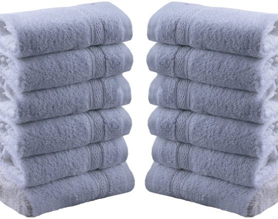 Casabella Pack Of 12 100% Cotton Face Cloth Towels Flannels Wash Cloth 550 Gsm (12 Pieces Set, White) - Image 4