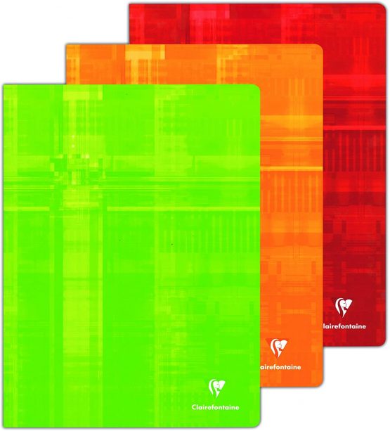 Clairefontaine Metric Notepads Large Square Without Spiral Binding 24 x 32cm Assorted Colours Set of 3