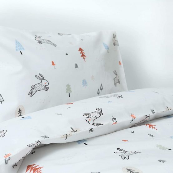 100% Organic Cotton Luxury Kids | Toddler Cot Bed Duvet Cover and Pillow Case Bedding Set 120x150 Woodland Design by littlefeifei - Image 2