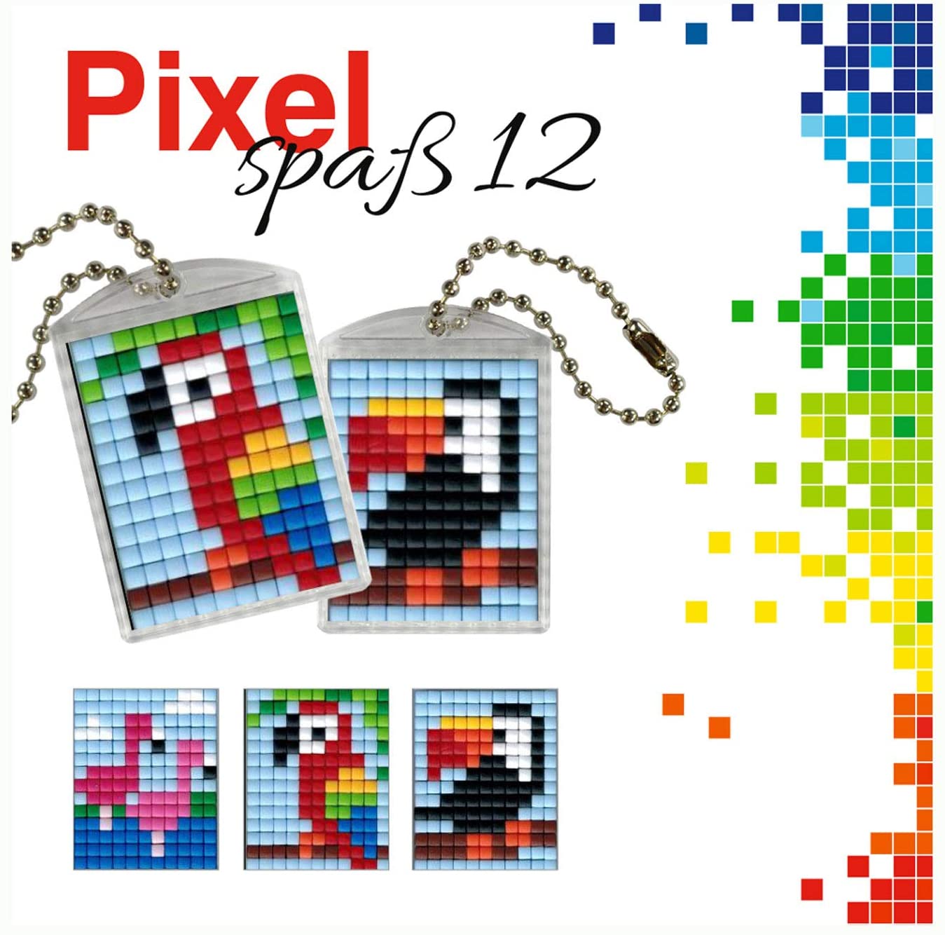 Pracht Creatives Hobby P90051-00505 Pixel Fun Craft Kit, 12 for 2 Lockets Key Ring for Children Boys and Girls, Small Gift