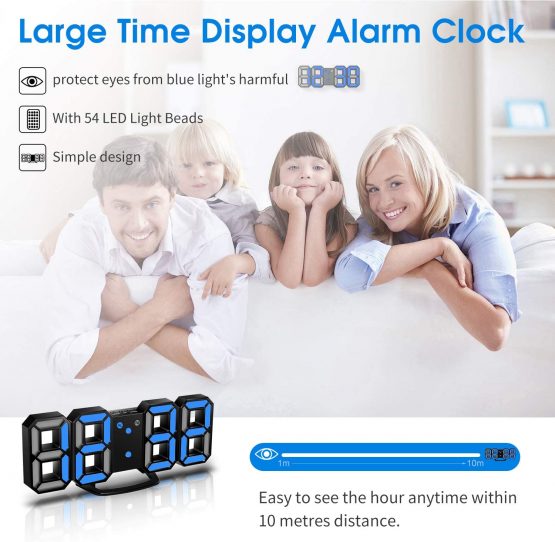 CENTOLLA 3D LED Digital Alarm Clock,Wall Clock, Digital Clock, Timorn 3D LED Alarm Clock with 3 Adjustable Brightness Levels Dimmable Nightlight Snooze Function for Home Kitchen Office - Image 3