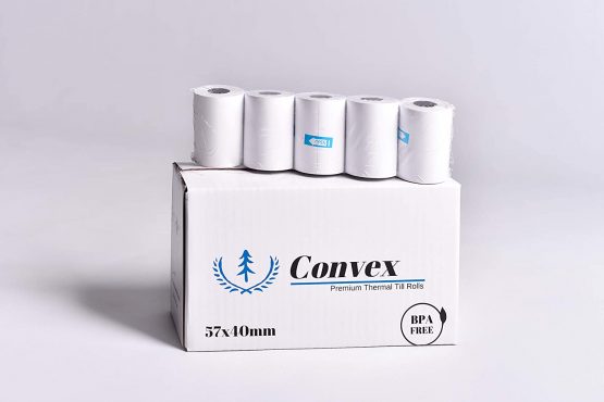 Convex (20 Rolls) 57x40mm BPA Free Thermal Credit Card Machine Receipt Rolls