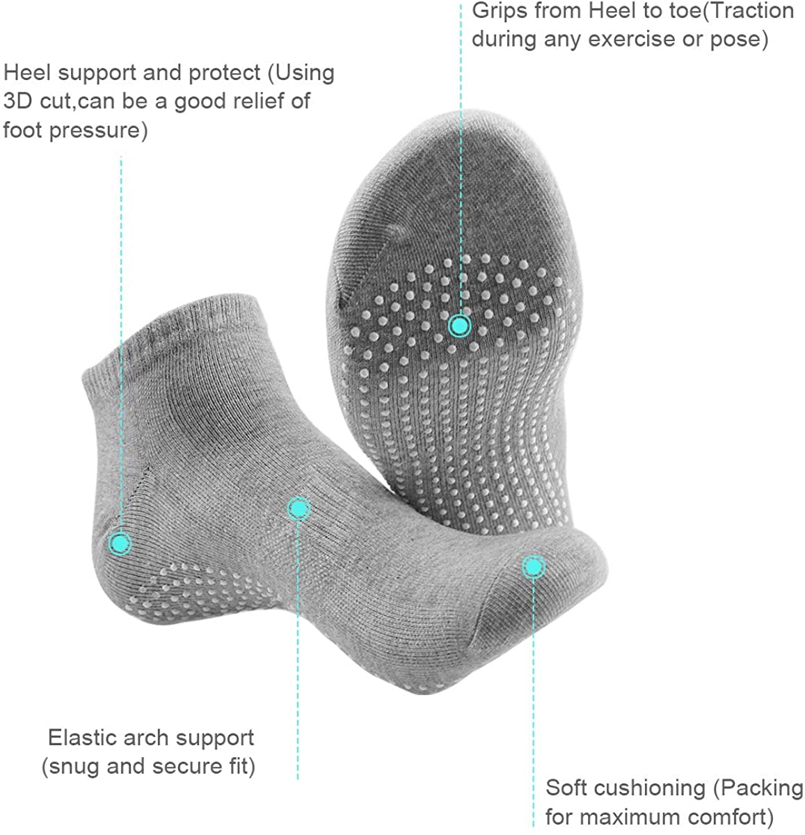 NATUCE Men's Non Slip Yoga Socks Non Skid Pilates, Barre - Image 3