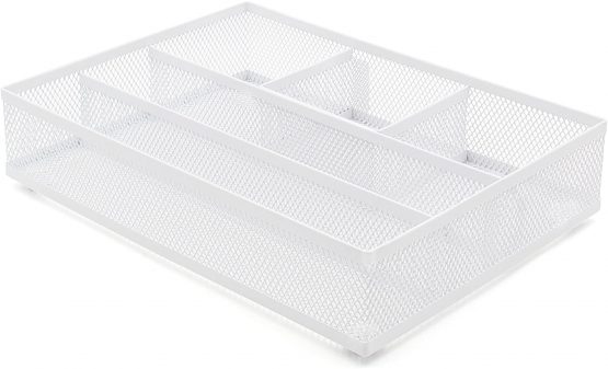 EasyPAG Mesh Drawer Organiser Tray Desk Draw Tidy Office Stationery Storage Pen Holder,White - Image 2