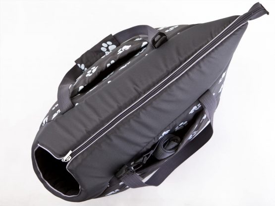 Hobbydog Transport Bag for Dogs and Cats, Size 3, Graphite with Paws Print - Image 3