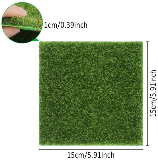 8 Pieces Artificial Garden Grass, 15x15CM Miniature Decor Grass Life-Like Fairy Artificial Grass Miniature Lawn Synthetic Grass for Mini Ornament Garden Doll House - Image 3