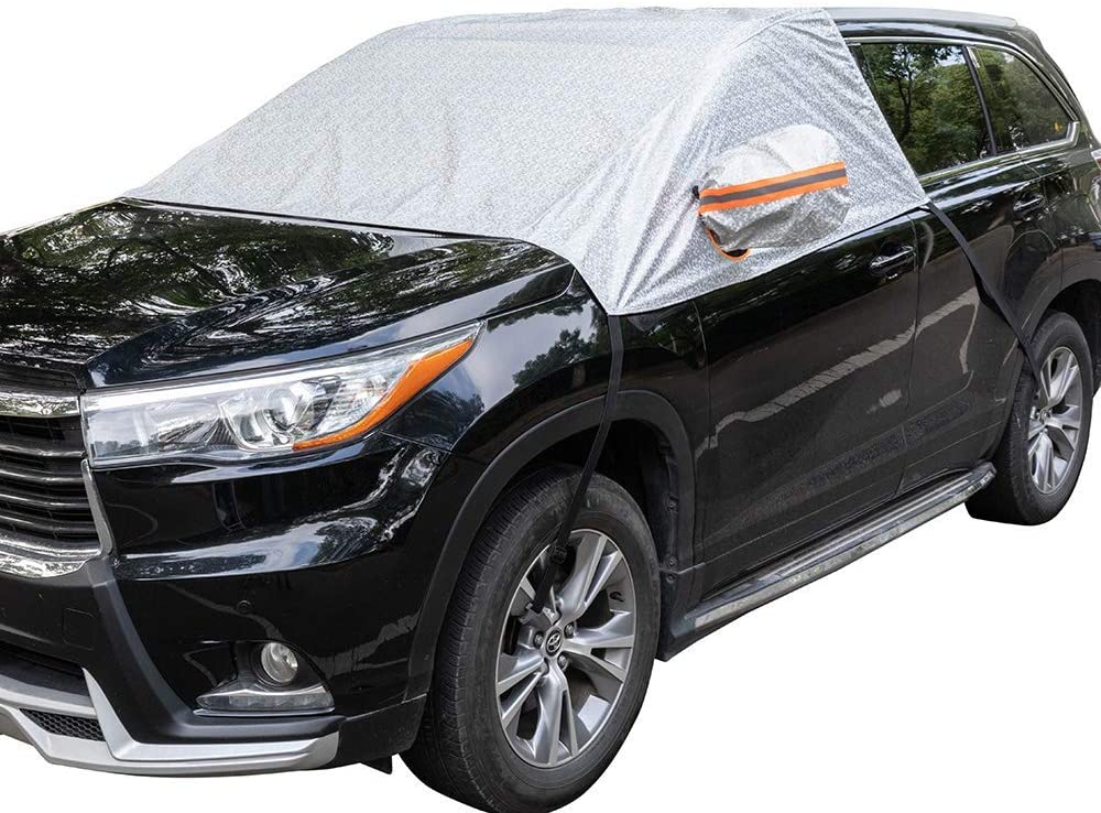Delixike Car WindScreen Snow Cover,Car Waterproof Windshield Winter Cover For Ice,Snow,Frost Protection,Extra Large Size with Mirror Covers Fits for Most Vehicles