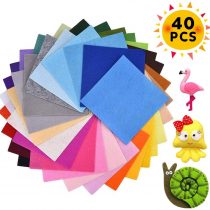 VDSOW 40pcs Felt Fabric Sheets, Nonwoven Felt Fabric Squares for Craft (Black, Brown, White, Blue, Grey, Yellow and more), Coloured Thick Felt Fabric Cloth for Sewing DIY Crafts Patchwork (15*15 cm)