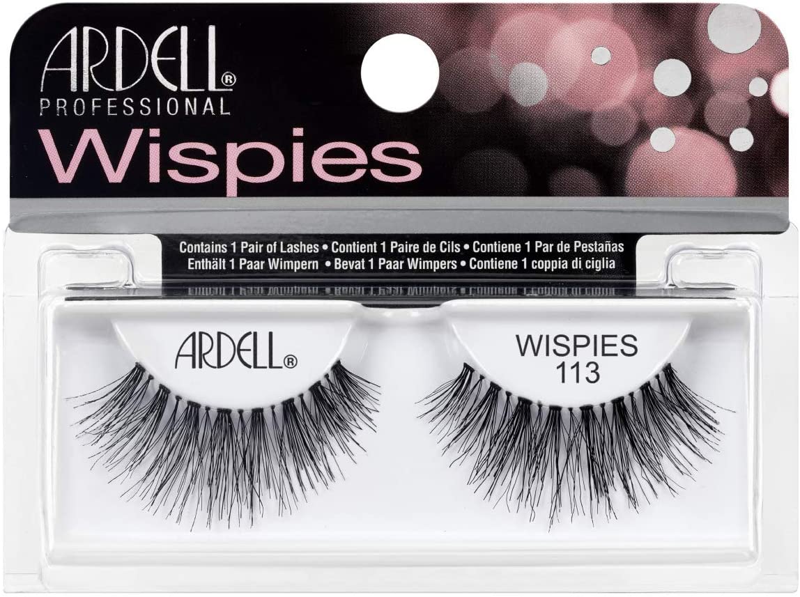 Ardell Wispies 113 False Eyelashes, Duo Adhesive Included, Medium Volume, Long Length, Vegan Friendly, 1 Pair (Pack of 1)
