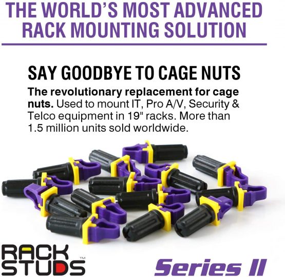 Rackstuds P20 Rack Mount Solution Series II – No More Cage Nuts! The Easiest and Safest Server Rack Solution in 19" Racks with Square Punched Vertical Rails | 20-pack, Purple, 3.2mm/0.126" Version - Image 2