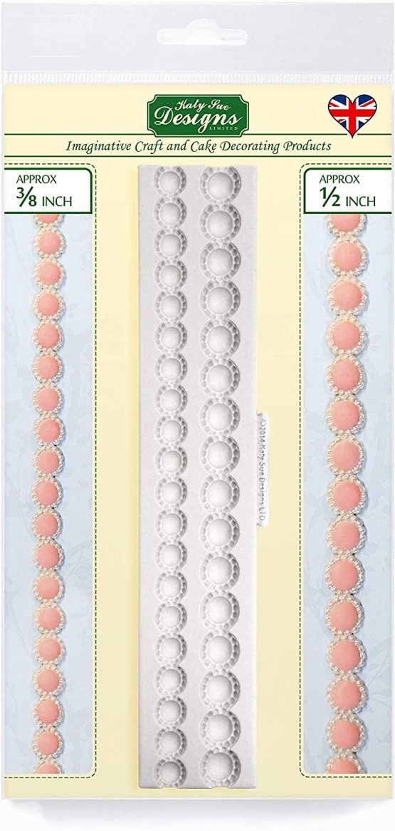 Beaded Pearl Borders Silicone Mould for Cake Decorating, Crafts, Cupcakes, Sugarcraft, Candies, Cards and Clay, Food Safe Approved, Made in The UK