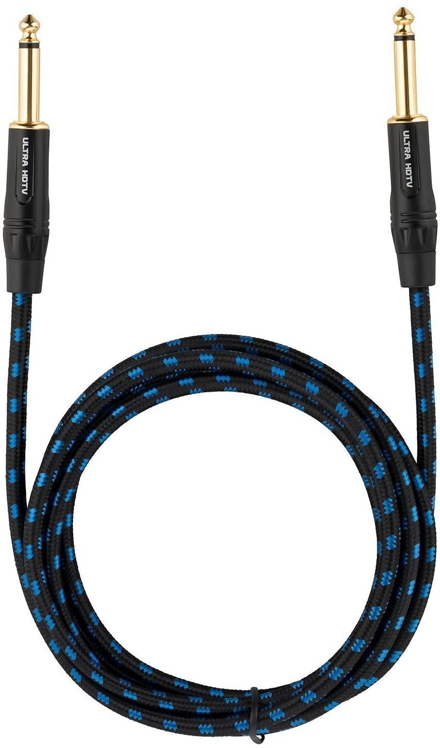 Ultra HDTV Guitar Instrument Cable, 0.5m Premium Nylon Braided 6.3mm Jack Cable for Amp Keyboard, Electric Guitar, Bass