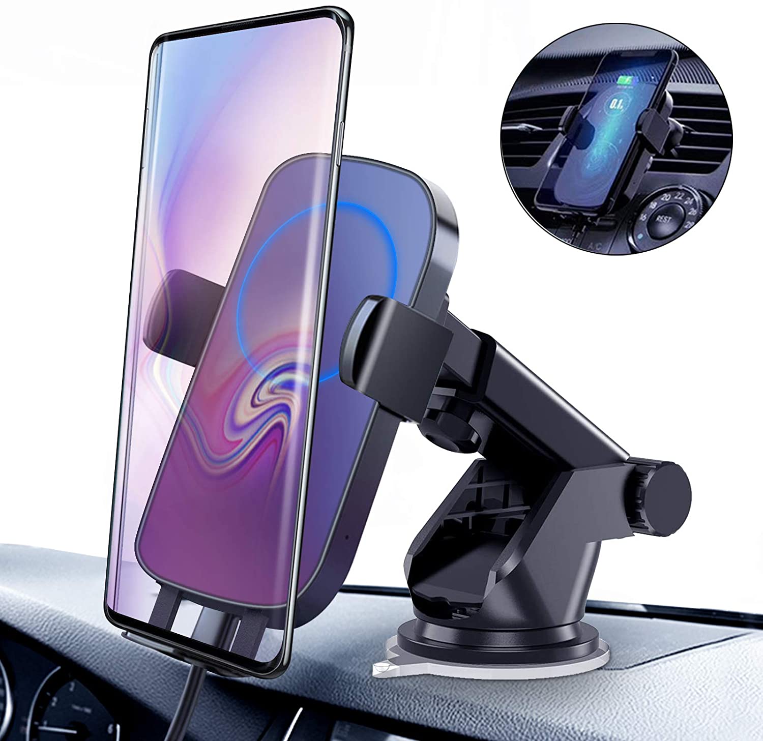 ABLEGRID Wireless Car Charger Mount, Automatic Clamping 10W/7.5W Qi