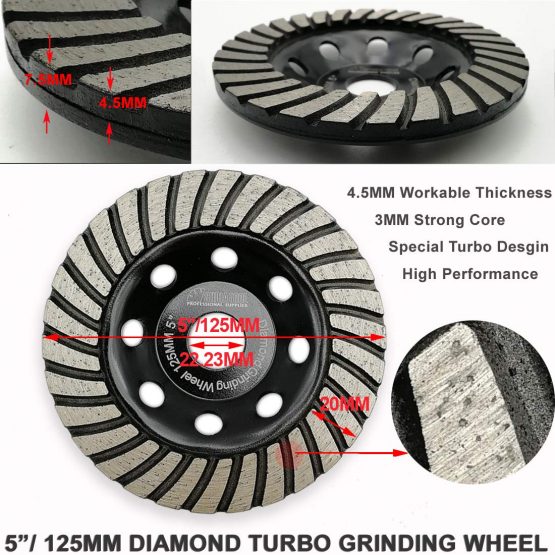 SHDIATOOL Diamond Grinding Cup Wheel 125mm/5 Inch Turbo Row for Marble Concrete Masonry Granite - Image 2