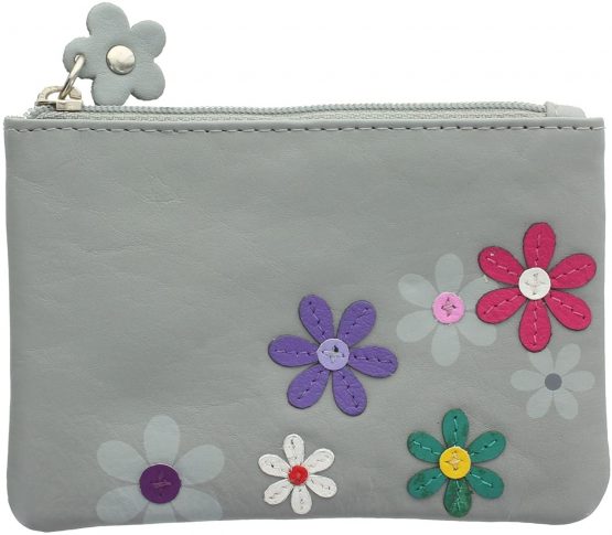 Mala Leather CARA Collection Coin Purse with Keyring 4108_73 Grey