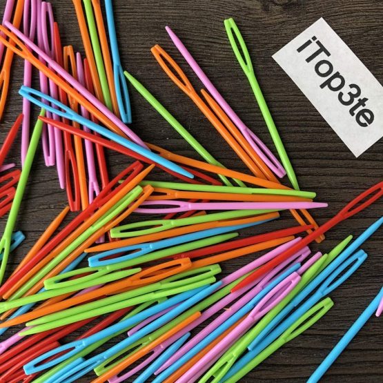Plastic Sewing Needles for Children, 100 Pieces 7CM Plastic Hand Sewing Needles Multicolor for Kids Arts and DIY Craft - Image 3