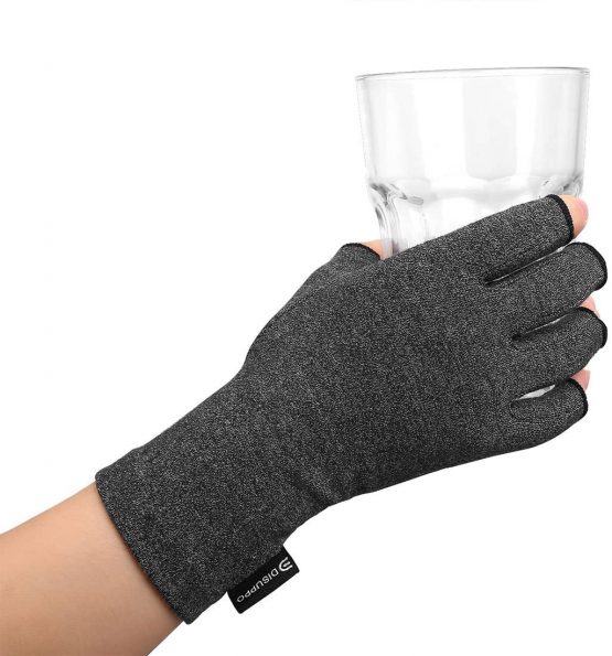 DISUPPO Arthritis Gloves Women and Men Relieve Pain from Rheumatoid, RSI,Carpal Tunnel, Compression Gloves Fingerless for Computer Typing, Dailywork, Hands and Joints Pain Relief (Gray, Medium) - Image 4