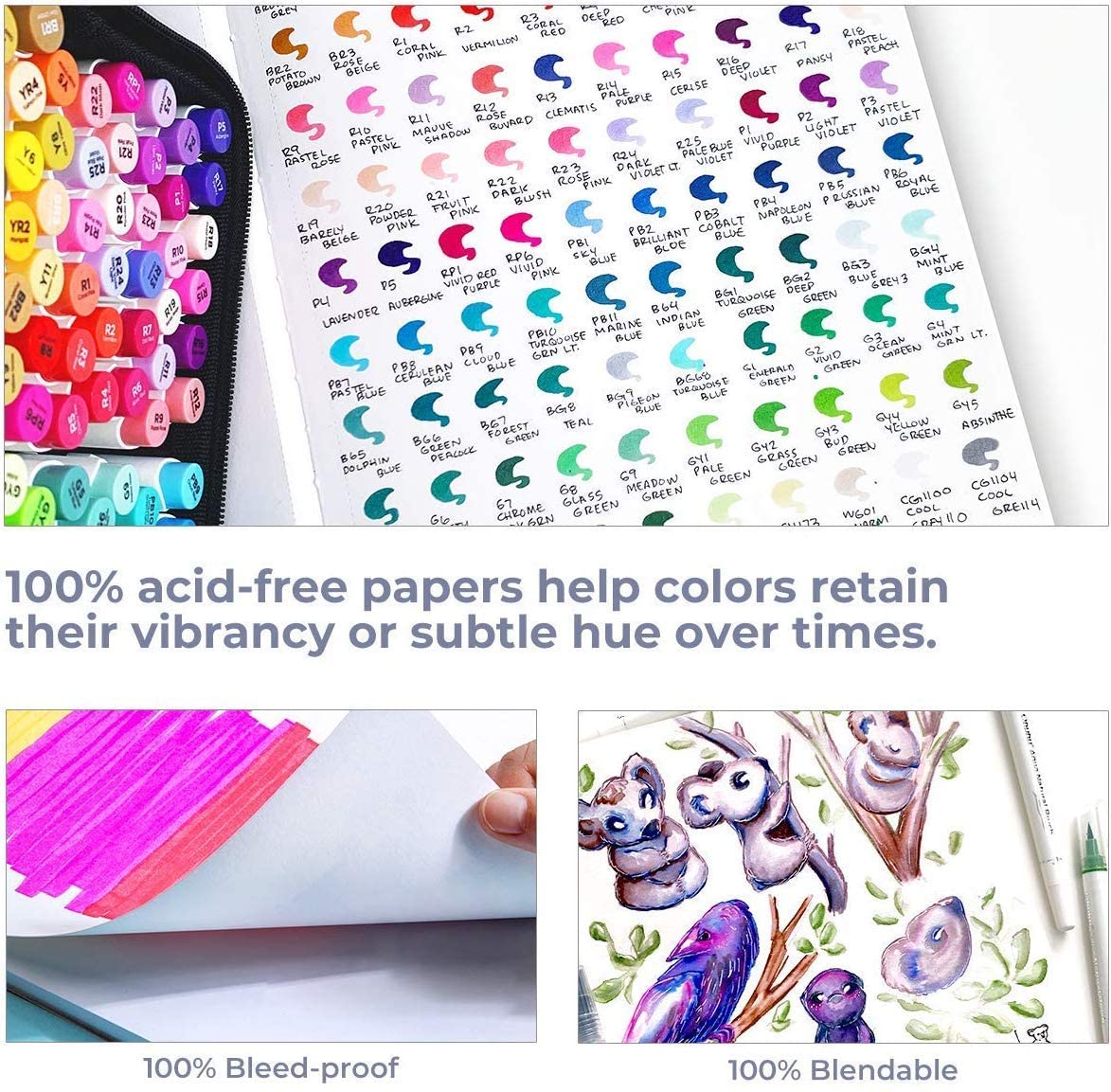Ohuhu A4 Hardcover Sketchbook for Markers, 200GSM Heavyweight Acid-Free Paper, 156 Pages (78 Sheets), No Bleed-Through - Image 2