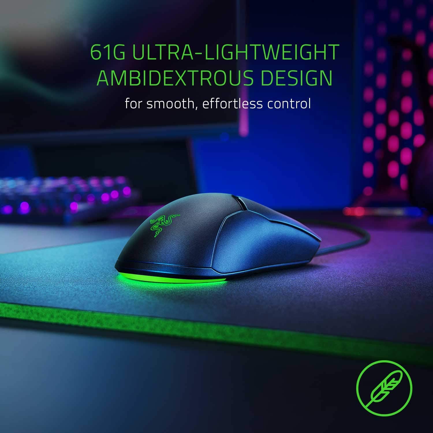 Razer Viper Mini, Wired Gaming Mouse for PC/Mac (Ultralight 61g, Ambidextrous, Speedflex Cable, 8500 DPI Optical Sensor - Image 2