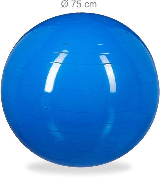 Relaxdays Exercise Ball for Fitness, Yoga & Pilates, Office Seating, Pump Included, Ø 75 cm, Assorted Colours - Image 4