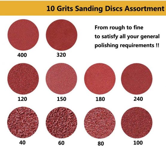 100Pcs Sanding Discs Pads, Augola Hook and Loop 40 60 80 100 120 150 180 240 320 400 Mixed Grits 125mm Sandpaper Sheet for Random Orbital Sander, 8-Holes - Image 2